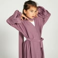 thumbnail image 4 of IDOPIP Kids Girls Muslim Abaya Long Sleeve Snap Front Dress with Belt Robe Kimono Dubai Hijab Dress, 4 of 8