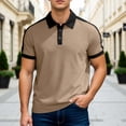 thumbnail image 2 of Gyexs Mens Ribbed Polo Shirts Summer Knit Textured Casual Short Sleeve Shirt Soft Stretchy Casual Workout Golf Tee Pullover Tops Khaki, Size XXL, 2 of 5