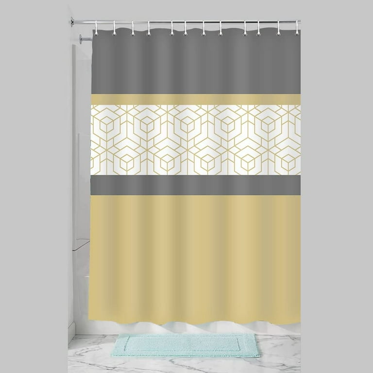 Black White Boho Shower Curtain Set, Modern Farmhouse Geometric