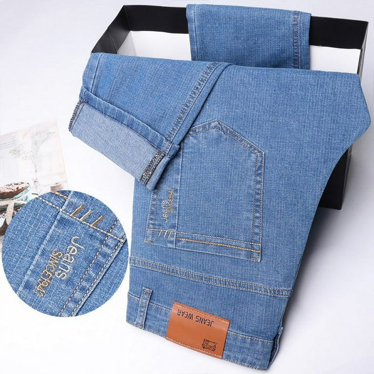 Men's Denim Jeans Thin Summer Straight Business Soft Fashion