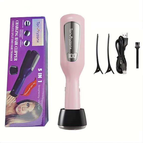 TorVryzanx 5 In1 Women Hair Split Ends Trimmer Cordless Split End Remover Automatic Split End Trimmer With Blue Light Hair Care Split End Hair Trimmer For Dry Damaged Brittle