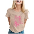 thumbnail image 1 of TSADFHJI Hauts Col en V pour Femmes Élégants T-Shirt Imprimé Manches Courtes Col Rond Blouse S Kaki, 1 of 5