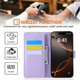 thumbnail image 3 of ELEHOLD Case for iPhone 16e, Flower Embossed Flip Leather Wallet Phone Case with 3 Card Slots & Wrist Strap,Purple, 3 of 5