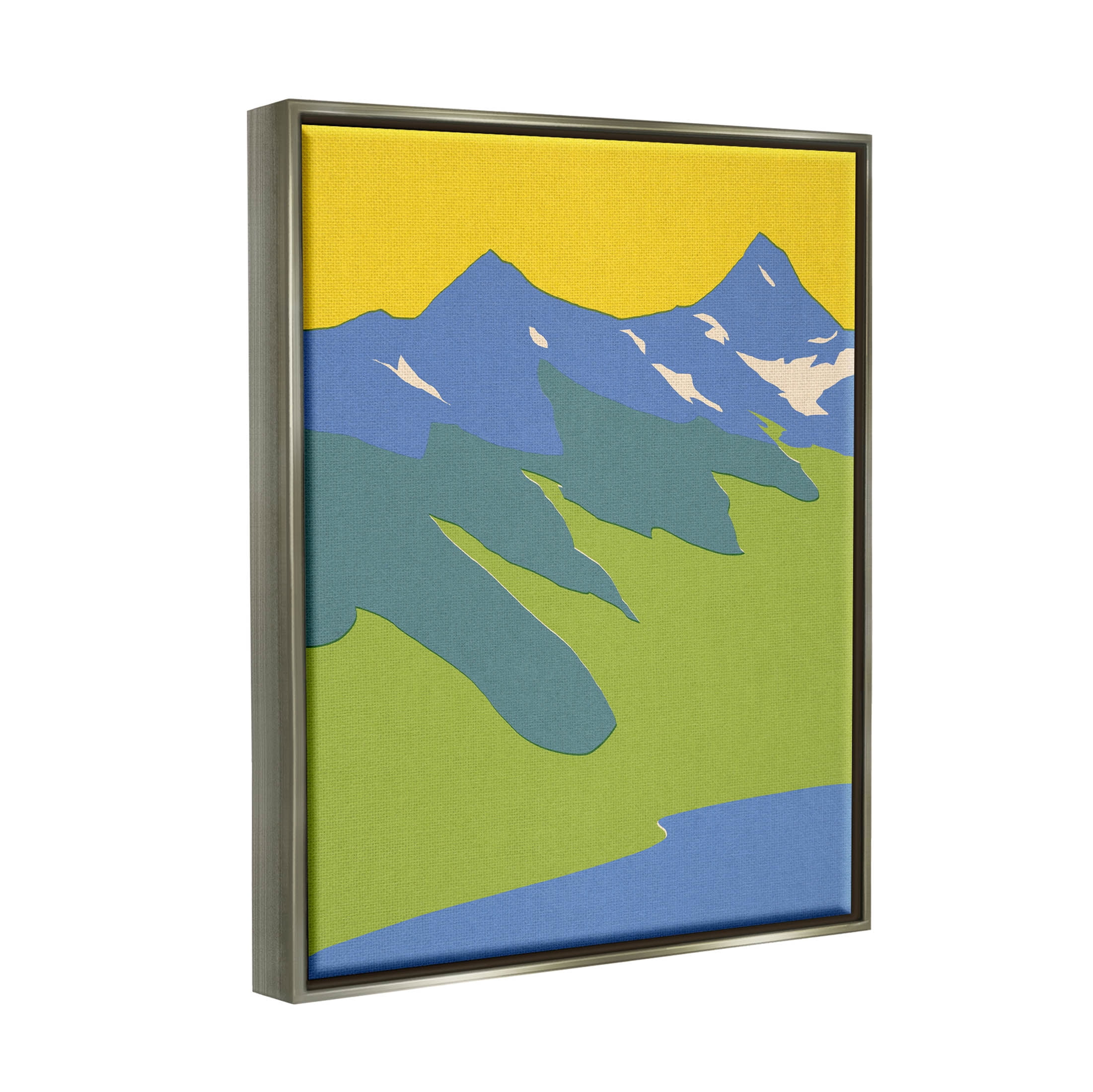 Stupell Industries Modern Seaside Mountain Range Graphic Art Luster Gray Floating Framed Canvas Print Wall Art, Design by Jacob Green
