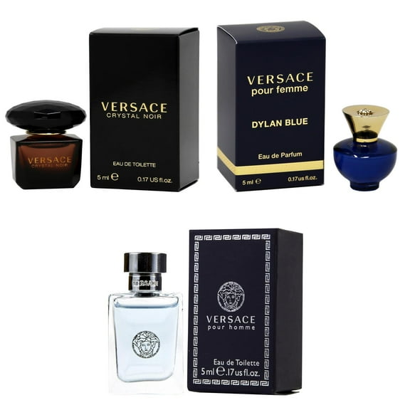 Versace Crystal Noir EDT, Dylan Blue Femme EDP, Pour Homme EDT - 5ml 3PK Kit