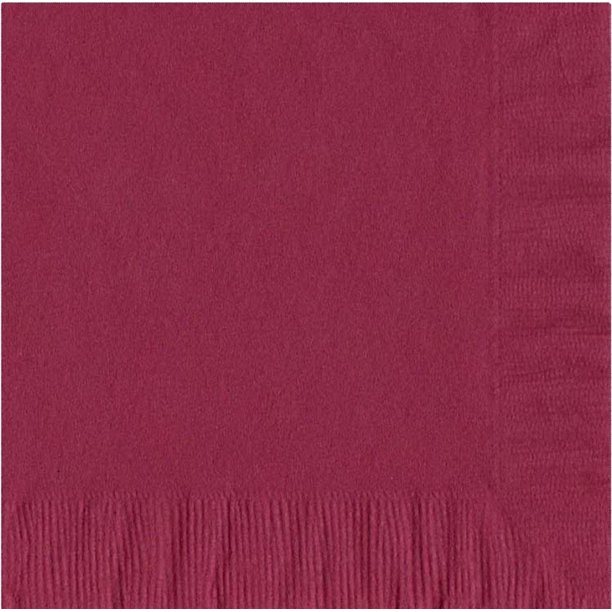 50 Plain Solid Colors Luncheon Dinner Napkins Paper Burgundy