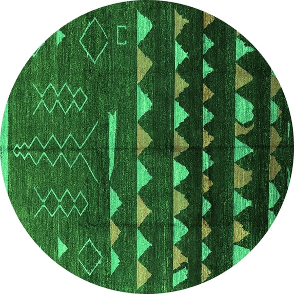 Ahgly Company Indoor Round Solid Green Modern Area Rugs, 7' Round