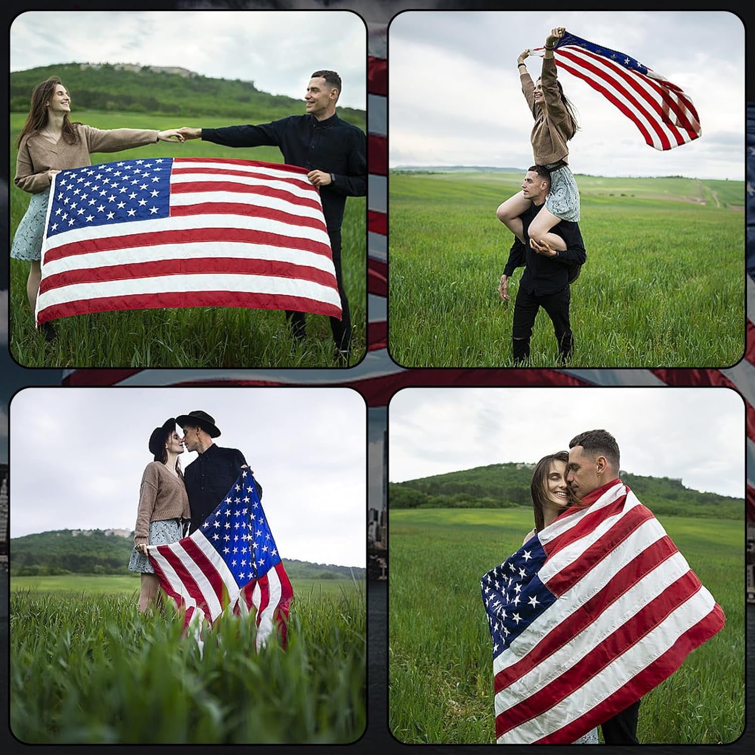 FLAGWIN American Flag 6x10, US Flag 6x10 Heavy Duty Outdoor Tear Resistant, Deluxe 420D Super Tough Spun Nylon 6x10 American Flag,Luxury Embroidered Stars and 2 Brass Grommets, All Weather Lasting