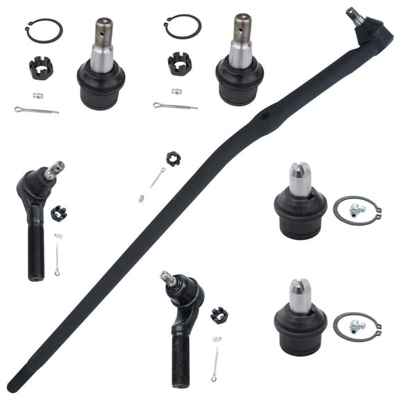 Detroit Axle - Front 7pc Suspension Kit for Ford E-250 E-350 E-450 Econoline Club Wagon Super Duty, 2 Outer Tie Rods 4 Lower Upper Ball Joints 1 Drag Links Replacement