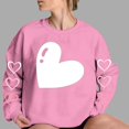thumbnail image 3 of Heart Sweatshirt Womens Long Sleeve Pullover Shirt Crewneck Trendy Cute Tops Holiday Valentines Day Outfits, L Pink, 3 of 5
