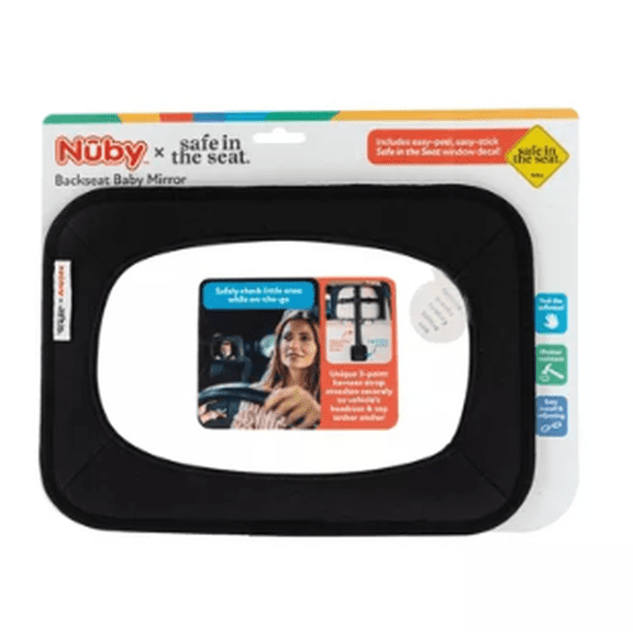 Nuby x Safe in the Seat Soft Fabric Backseat Baby View Mirror