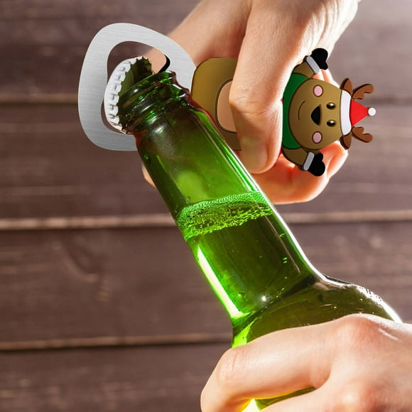 TIMIFIS Décorations de Noël Ouvre-Bouteille Motif Arbre de Noël Ouvre-Bouteille en Acier Inoxydable Démarreur de Bière Multifonctionnel Aimant en Silicone pour Réfrigérateur