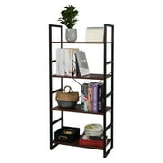 URHOMEPRO 4 Shelf Industrial Bookshelf and Bookcase, Open Vintage Bookcase with Metal Frame, Rustic Book Shelf for Kids, Durable Storage Display Shelving Unit for Living Room Home Office Dorm, Q13507