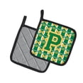 thumbnail image 2 of Carolines Treasures CJ1069-PPTHD Letter P Football Green and Gold Pair of Pot Holders, 7.5HX7.5W, multicolor, 2 of 2