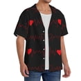 thumbnail image 2 of Fuzoiu Cardiogram and Heart Print Men's Casual Short,Men's Short Sleeve Shirt,Mens Casual Button Down Shirts,Cuban Collar Summer Shirt for Beach, Vacation, and Outdoor Activities-XX-Large, 2 of 5