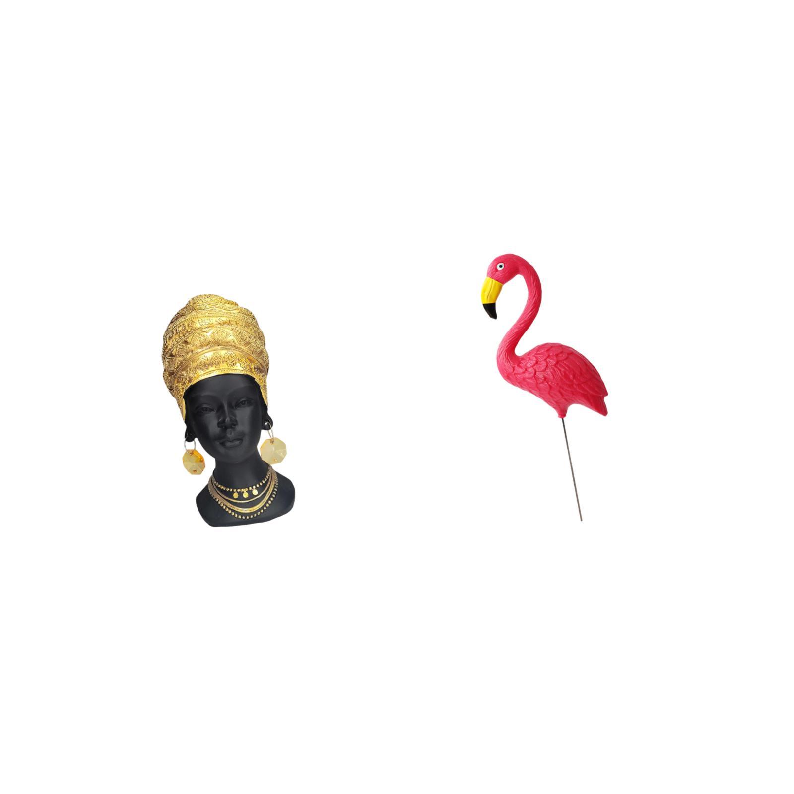 CarpNettore African Woman Bird Statue Tabletop Ornament Resin Figurine Creative Sculpture for Home Decor Centerpiece Entrance Shelf Yard Art Ornament Fairy Garden Accessories Flamingo Garden