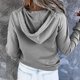 thumbnail image 5 of Sudadera con capucha con cordón para mujer Color sólido Algodón Estilo casual Manga larga Traje diario Hugtrwg Para estrenar, 5 of 7