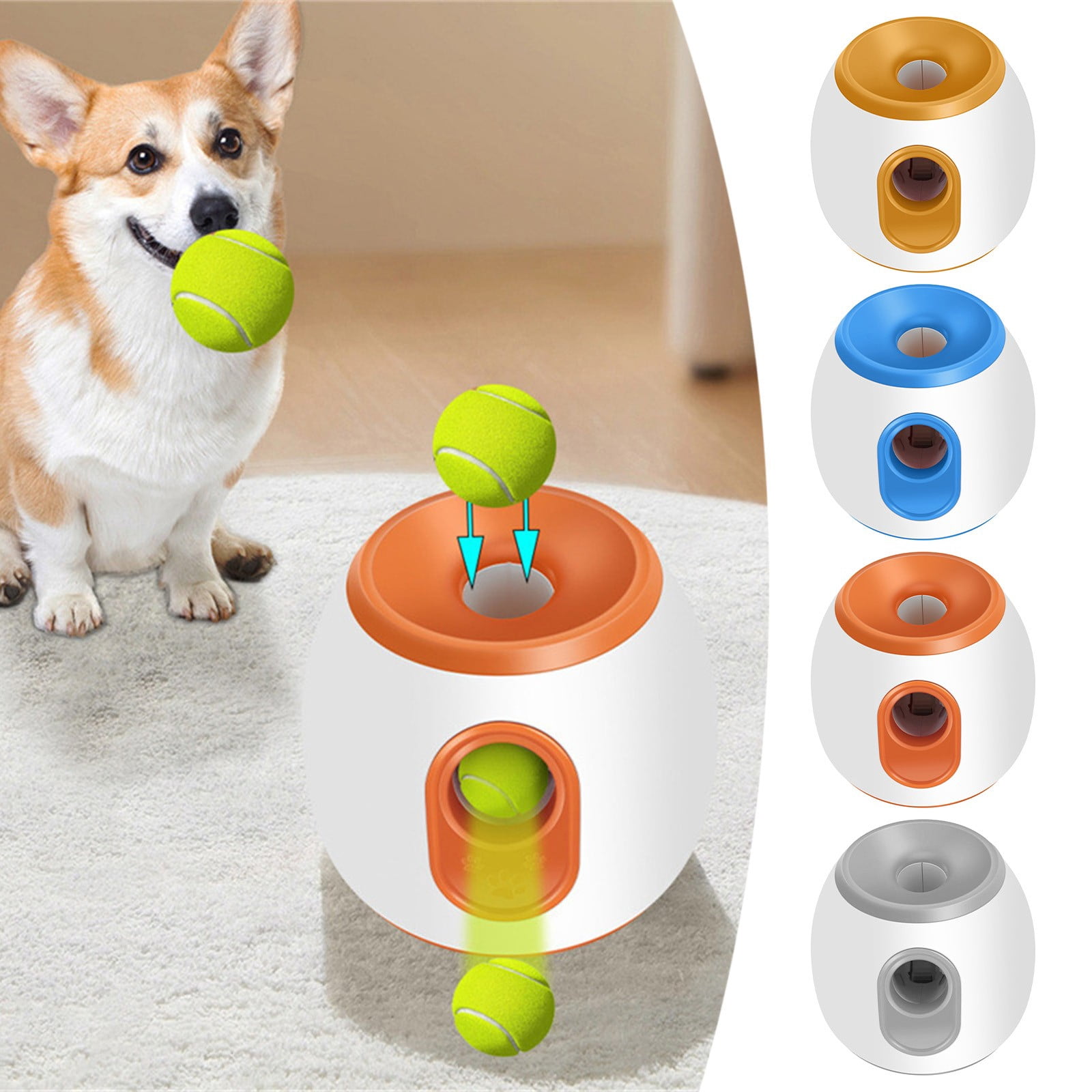 Automatic Dog Ball Launcher for Dogs with 3 Balls, Interactive Dog Ball Thrower Mental Stimulation Dog Toys, Dog Tennis Ball Machine 3 Adjustable Throwing Distances, Rechargable & Reliable