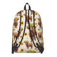 thumbnail image 3 of Highland Cow and Sunflower Print Backpack for School, Cute School Bag with Adjustable Shoulder Straps and Padded Back, 15.7"x11.8"x5.5", 3 of 5