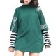 thumbnail image 2 of Camisetas de manga larga a rayas de 2 piezas estilo punk para mujer, camiseta gótica holgada con hombros descubiertos y estampado de letras, camiseta de moda urbana, 2 of 4