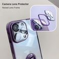 thumbnail image 3 of Compatible with iPhone 15 Pro Clear Case with Camera Lens Film Foldable Stand Luxury Electroplated Frame Case Women Girls Men Hidden Kickstand Phone Case Slim Soft TPU Cover, Silver, 3 of 7