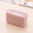 thumbnail image 2 of Fiambrera portátil tipo bento, fiambrera de 3 capas, recipiente para alimentos de paja de trigo de 900 ml., 2 of 5