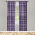 thumbnail image 2 of Ambesonne Plaid 4-Panel Curtains, Monotone Checkered Inspired, 56"x63", Violet Blue Pale Fuchsia, 2 of 4