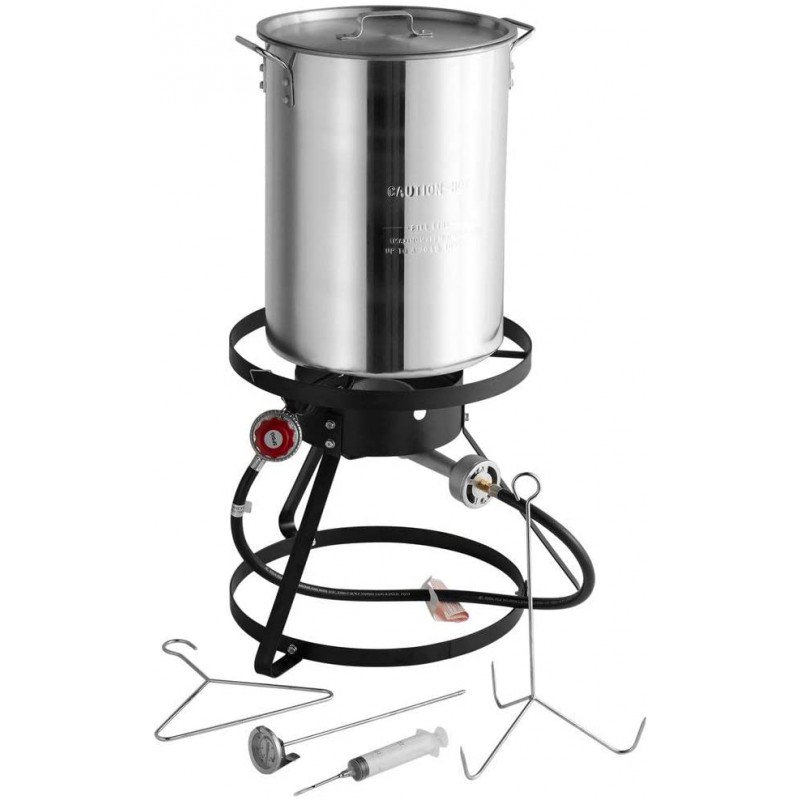 30 QT. Turkey Fryer KitCamp Stove Burner with Aluminum Stock Pot