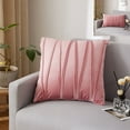 thumbnail image 3 of 2 Pieces Square Throw Soft Pillow Cover Velvet Covers for Couch Bedroom Car Pink 18X18", 3 of 9