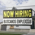 thumbnail image 2 of Now Hiring Buscamos Empleados 13 oz Heavy Duty Vinyl Banner - Trabajos Disponibles - Sign for Business Advertising Indoor/Outdoor Single-Sided with Metal Grommets (4x10 ft, Bk & Wh & Ye), 2 of 6