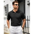 thumbnail image 3 of COOFANDY Mens Knit Polo Shirts V Neck Short Sleeve Stretch Polo T Shirt Casual Golf Shirts, 3 of 9