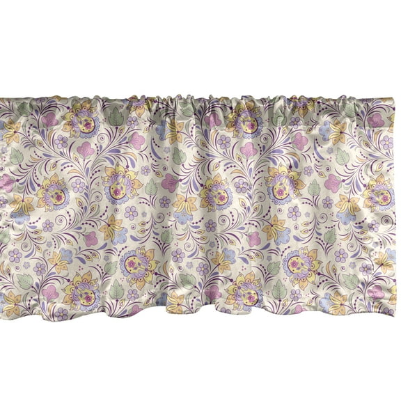 Ambesonne Garden Window Valance, Pastel Spring Nature, 54" X 18", Multicolor
