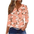 thumbnail image 1 of Blusas para las Mujeres Casual Impreso 3/4 Mangas Cuello en V Botón de Ocio Top Blusa Tops para las Mujeres, 1 of 6