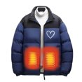 thumbnail image 2 of Feancey Heated Jackets for Men 6 Heat Zones Winter Coats Heart Printed Heating Puffer Jacket Zip Up Stand Collar Down Coat Outerwear with Pockets Blue M, 2 of 7