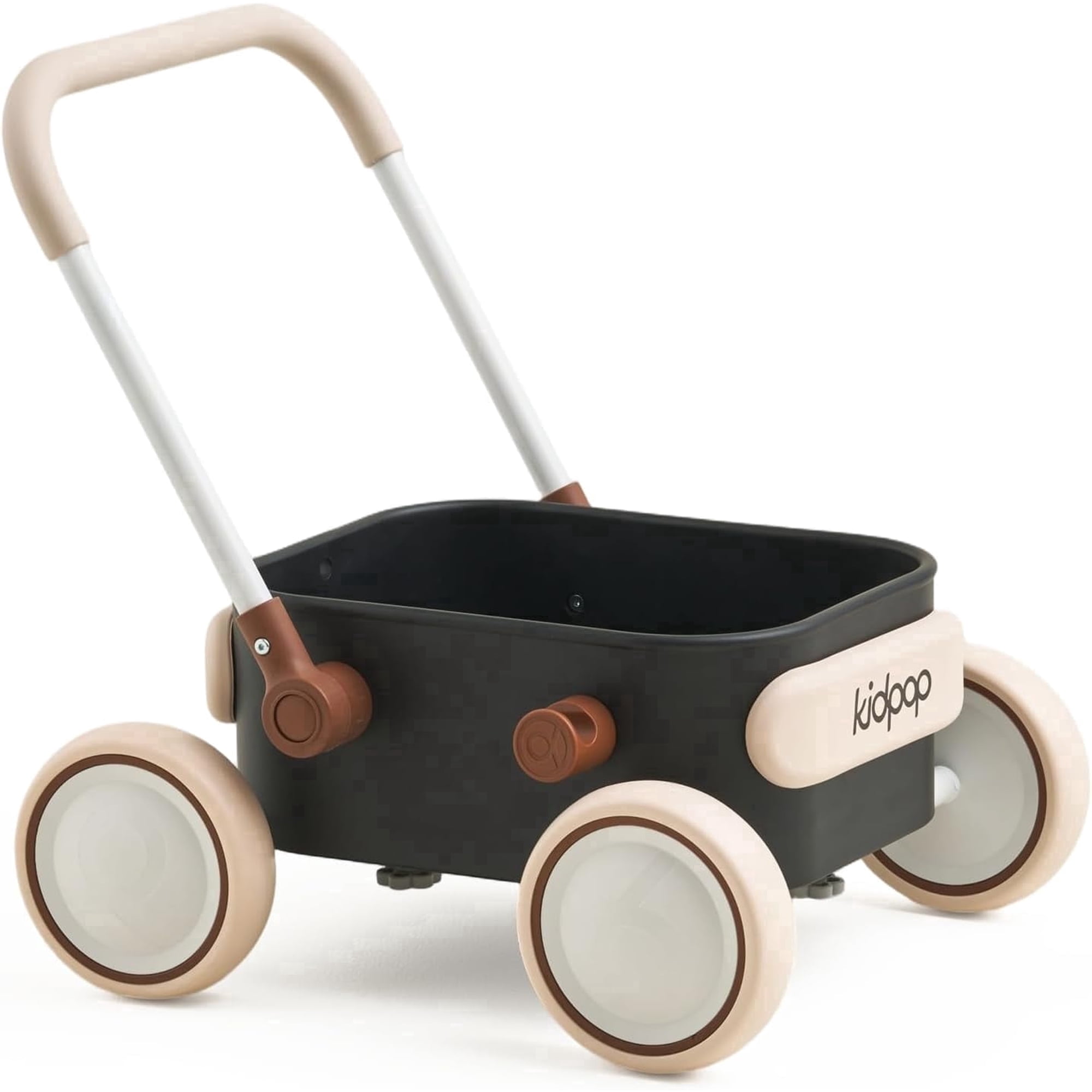 Kidpop Pula First Learner Baby Push Walker and Toddler Wagon with Wheels for Indoor Outdoor, 6 to 12 Months, Black