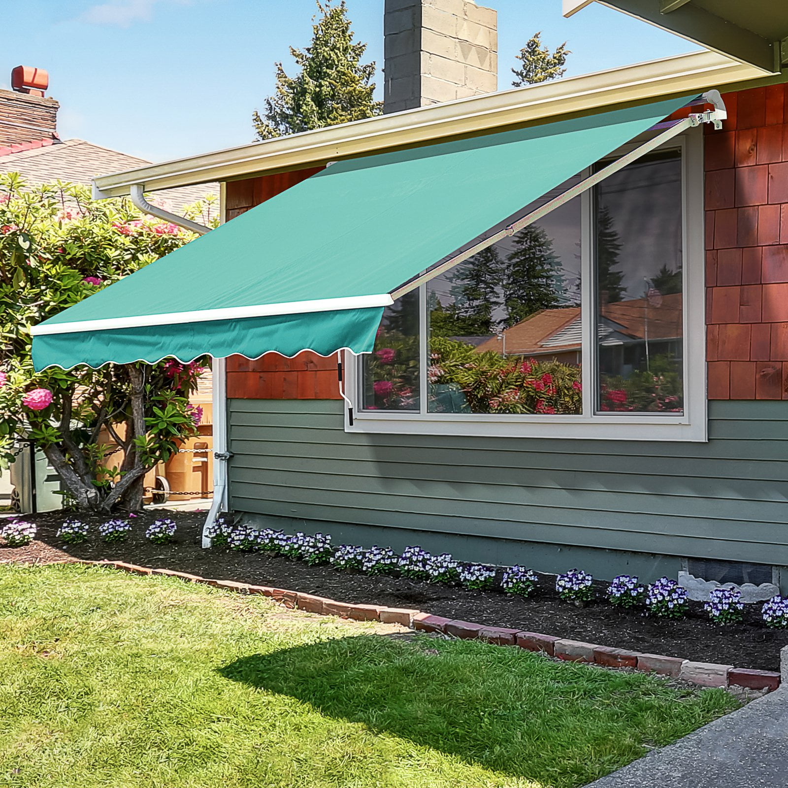 Retractable Awning Manual Outdoor Garden Canopy Patio Sun Shade Shelter 