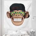 thumbnail image 1 of Monkey Tapestry, Funny Hipster Animal Chimpanzee Character Portrait with Colorful Geometric Glasses, Fabric Wall Hanging Decor for Bedroom Living Room Dorm, 5 Sizes, Multicolor, by Ambesonne, 1 of 1