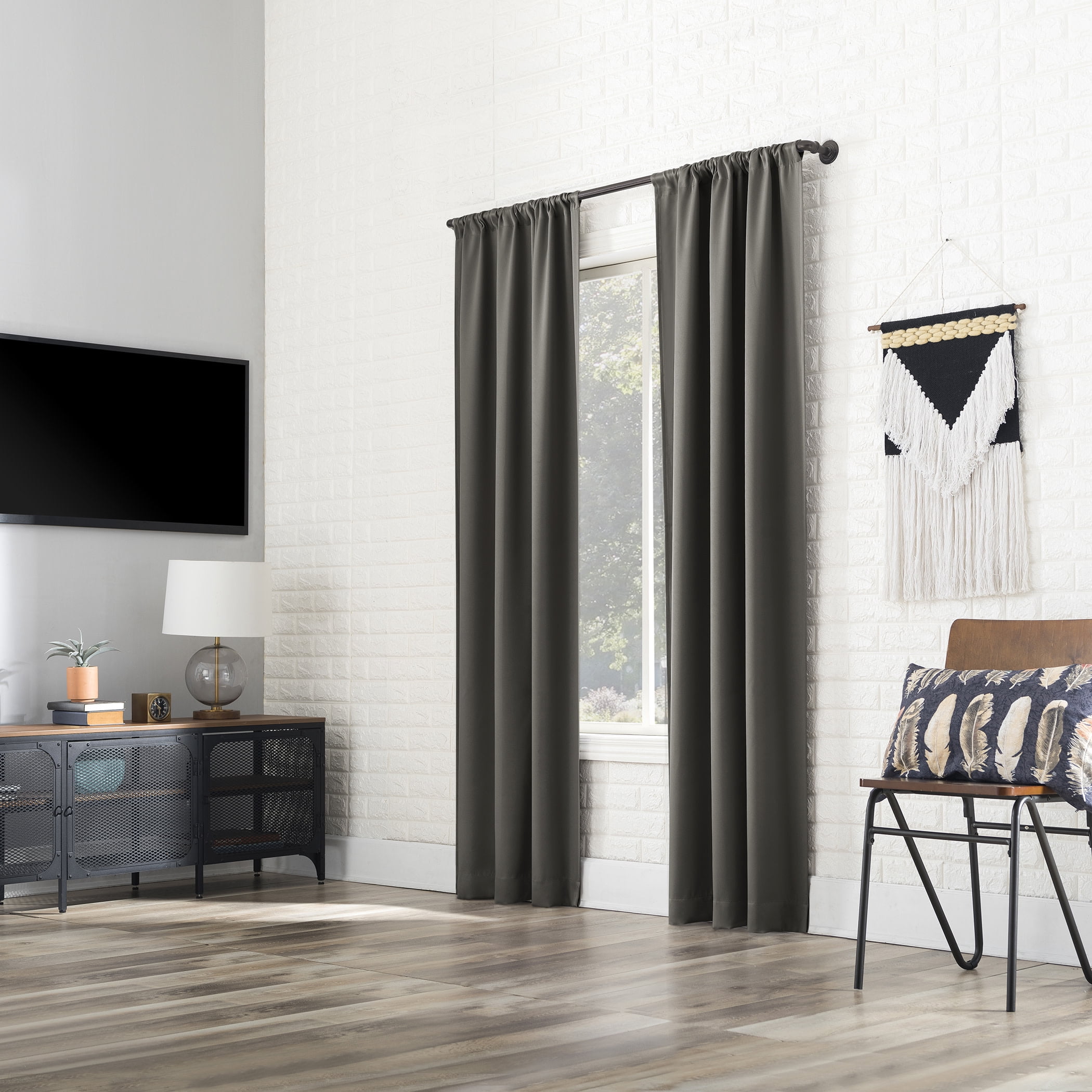 Sun Zero Bergen Theater Grade Extreme 100% Blackout Rod Pocket Curtain Panel, 40"X63", Grey