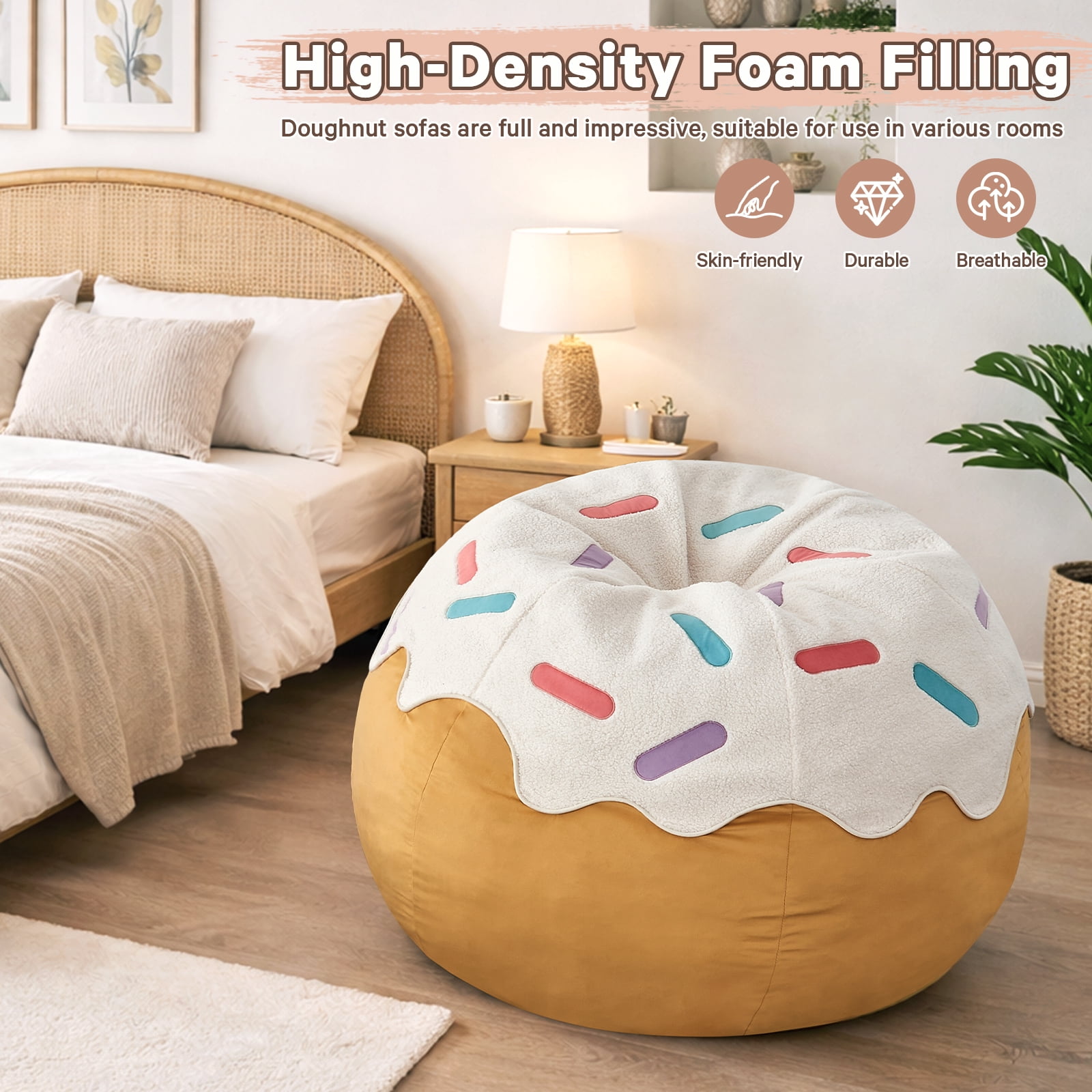 XIECUVA Bean Bag Chair for Adults, High-Rebound Memory Foam Beanbag Chairs with Removable Cover for Living Room Bedroom, 32 Inches