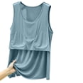 thumbnail image 4 of Besolor Womens Pajama Tank Tops Front Pleated Crewneck Sleeveless Shirts Lightweight Casual Loose Comfy Sleepwear Tee Tanks, 4 of 5