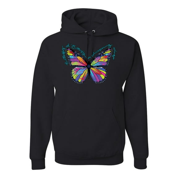 Wild Bobby, Colorful Butterfly Oh Butterfly On Whispering Wings Animal Lover Unisex Graphic Hoodie Sweatshirt, Black, Small