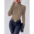 thumbnail image 3 of Chandail Col Roulé Élégant Couleur Unie Manches Longues pour Automne Hiver Femmes, 3 of 10