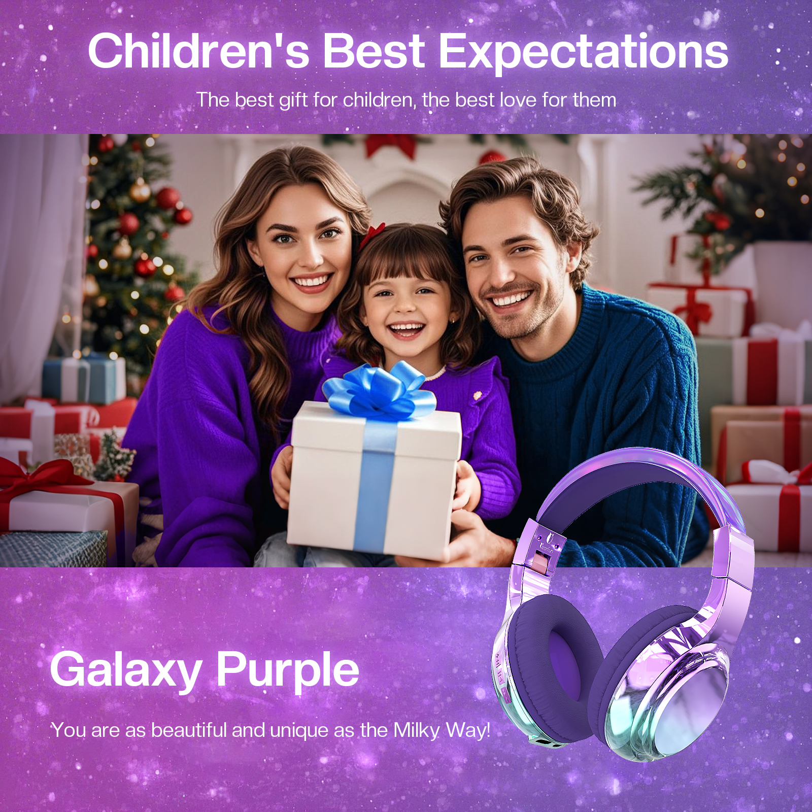 Qearfun Bluetooth Kids Headphones, Purple photo 7