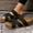 Sandals-Black, variant on Comfortable Sandals for Women Metallic Toe Ring Buckle Strap Flat Sandals Adjustable Ankle Buckle Shiny Footwear Summer Casual Outfits