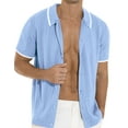 thumbnail image 4 of Iceglad Men's Casual Button Down Shirt Short Sleeve Vintage Clothes Knit Polo Shirts Summer Beach Shirts, 4 of 12