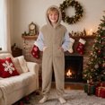 thumbnail image 2 of AWZXDE Boys Play Jumpsuits Hooded One Piece Outfit Zip Front With Side Pockets For Holiday Indoor Wear Family Gatherings And Casual Home Play, 2 of 7