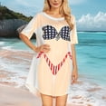 thumbnail image 3 of Pounoo Womens Cover Ups Swimwear Print Short Sleeve Relaxed Fit Lightweight Comfy Tees Casual Street Style Tops Summer Wear Gift, 3 of 6