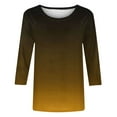 thumbnail image 5 of Women 3/4 Sleeve Shirts Plus Size Gradient Tshirt Top Crewneck Pullover Tees Lightweight Outfit, 5 of 5