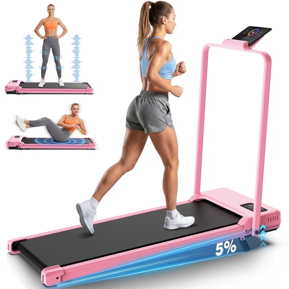 Simpfree Walking Vibration Pad with 8% Incline,3 in 1 Walking Pad with Handle Bar,2.5HP Treadmills for Home/Office/Gym, Foldable Under Desk Treadmill 300LBS Capacity,2S Folding,Installation-Free