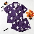 thumbnail image 2 of LIIPEE Womens Halloween Graphic Pajamas Short Sleeve Buttons Shirts Shorts Pajama Set Ladies Sleepwear S-XL, 2 of 5